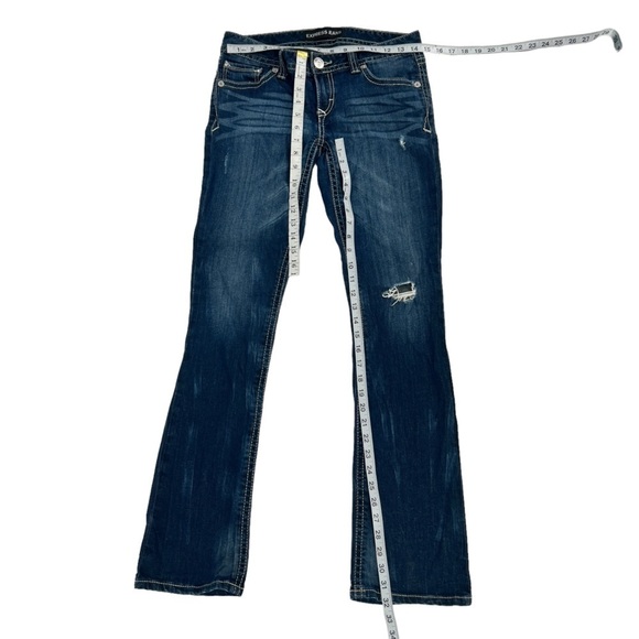 Express Jeans Distressed Barely Boot Zelda Ultra Low Rise Jeans Size 4 Women’s - Picture 5 of 6